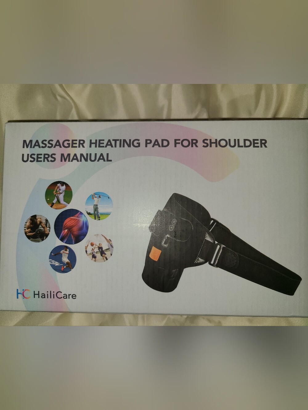Black Shoulder Massager Heating Pad with Adjustable Strap